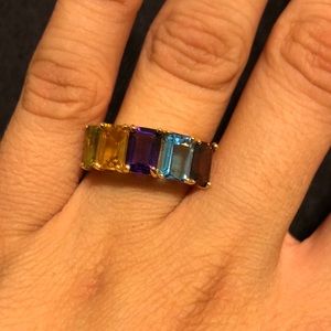 Rainbow 14k gold ring
